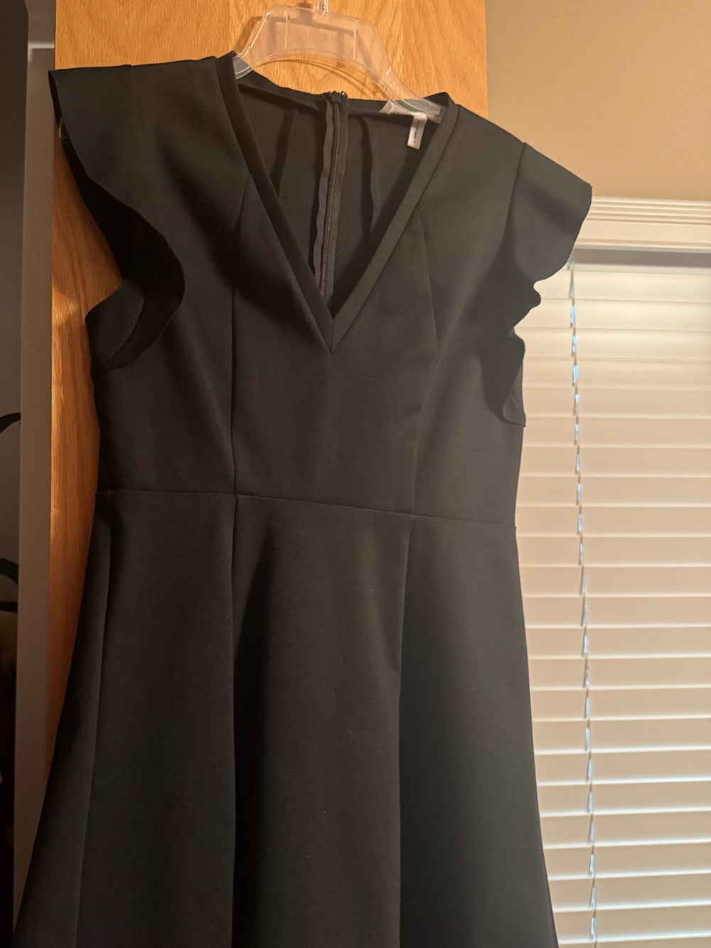 BCBGeneration Black V-Neck Flutter Sleeve Midi Dress